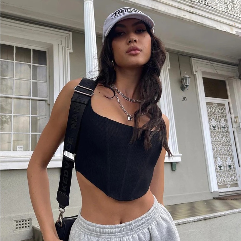 Rib Bustier Black